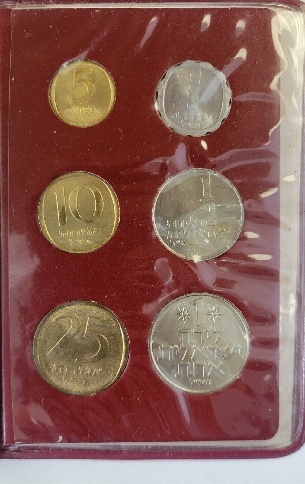 1970 Coins Of Israel 6 Coin Jerusalem Specimen Israel Govt Coins In Folder