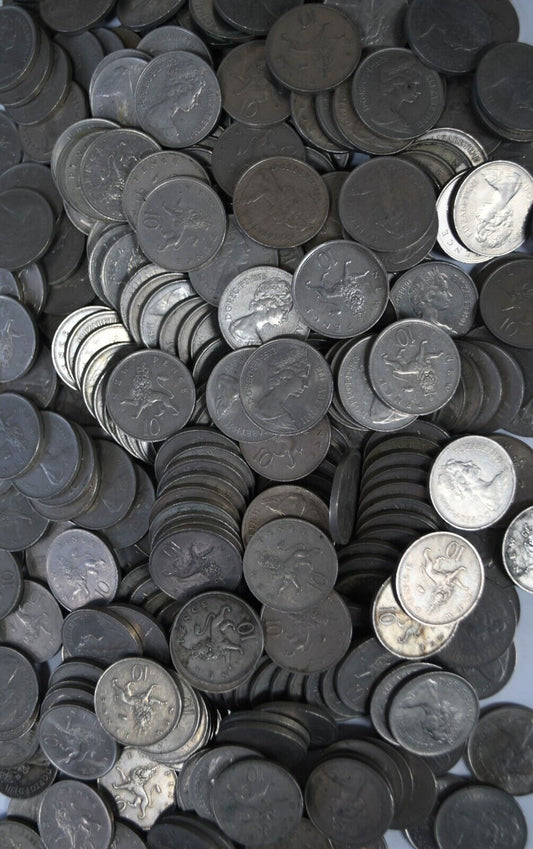 335pc Great Britain New Ten Pence  Coins 1968-1980