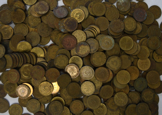 350pc Germany Federal Republic 5 Pfennig Coin Lot 1949-1996