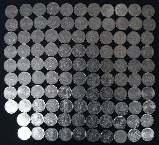 108pc France Five 2 Francs Coins Lot 1979-1998