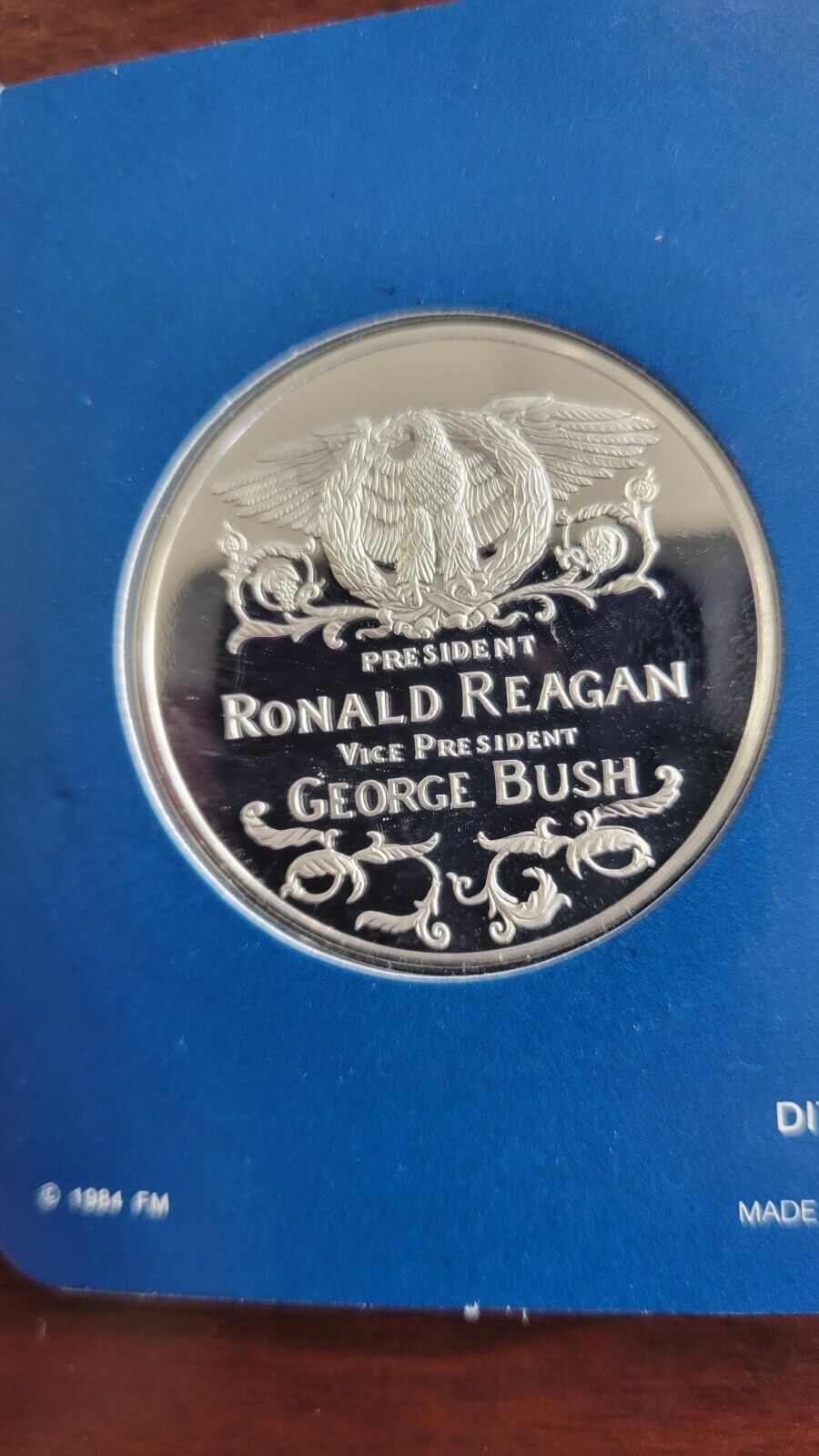 Official 1985 Ronald Reagan Bush Inaugural Medal .999 Fine Silver Limited Proof