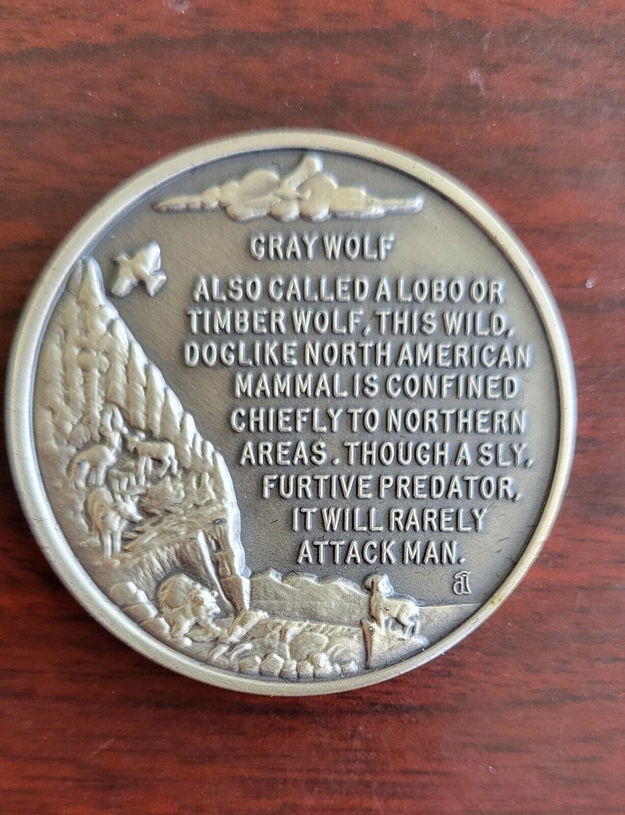Longines Symphonette Sterling Gray Wolf Wildlife Series Medal 1oz Coin