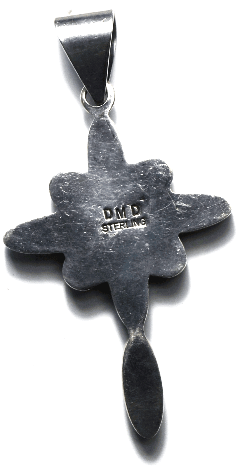 Sterling Silver DMD Turquoise Coral Cross Pendant 3" x 40mm Large Bale