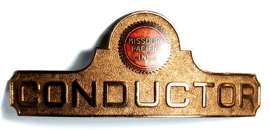 Vintage Robbins Missouri Pacific Lines Conductor Hat Tag 4-1/4" x 1-5/8"