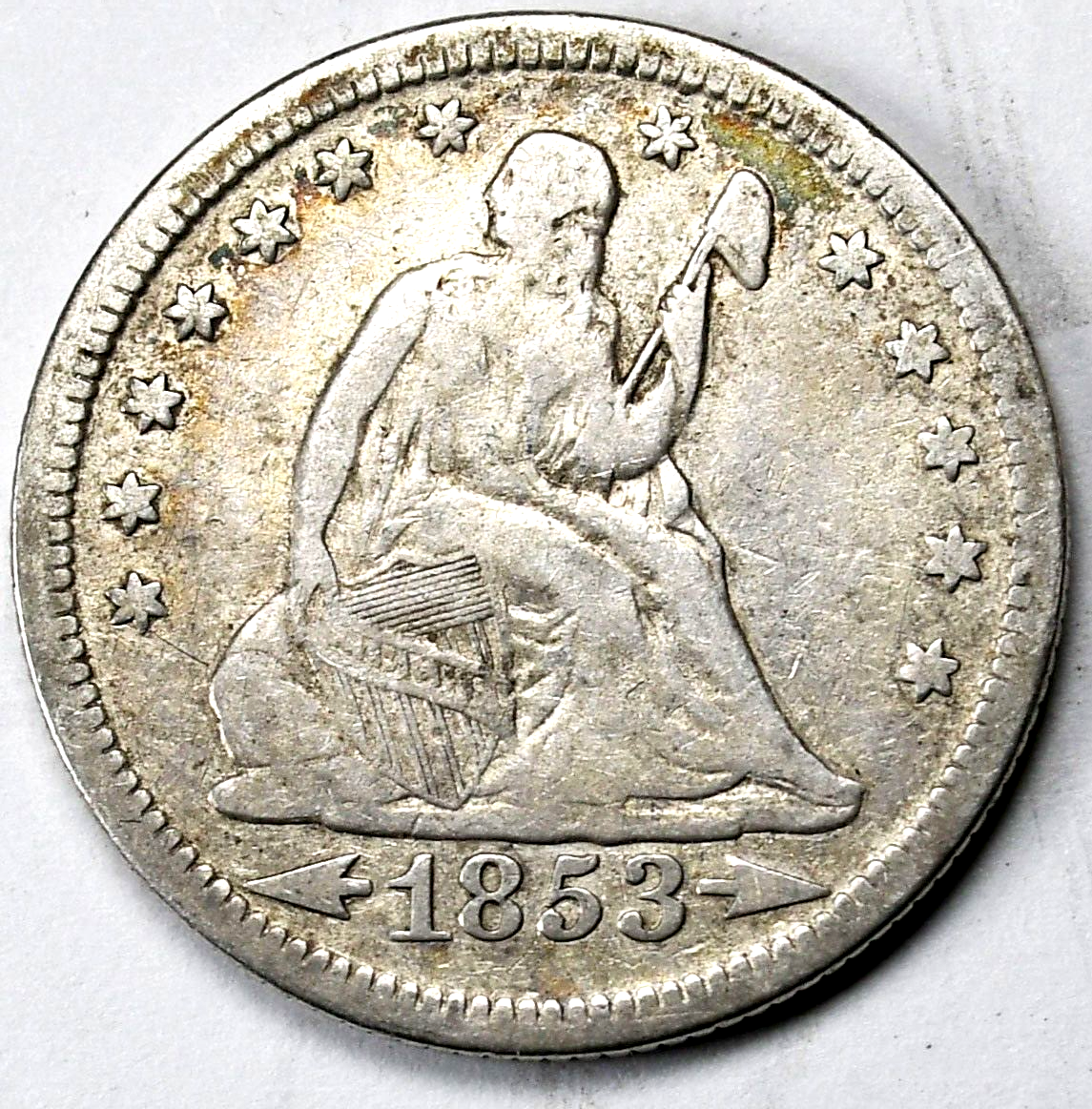 1853 25c Seated Liberty Silver Quarter Dollar Twenty Five Cents Philadelphia