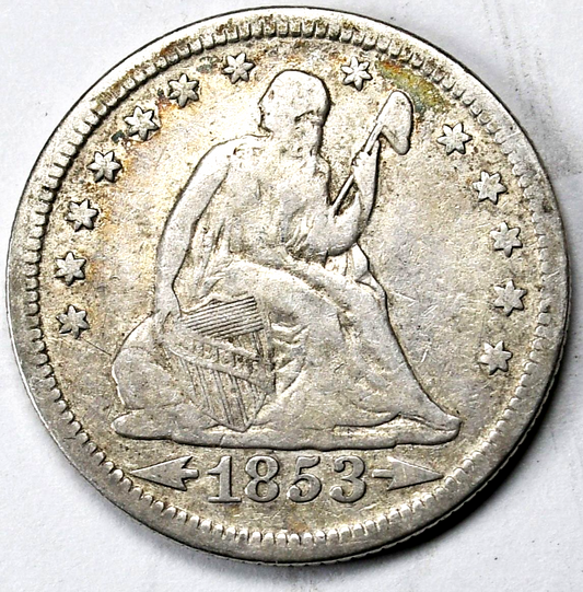 1853 25c Seated Liberty Silver Quarter Dollar Twenty Five Cents Philadelphia