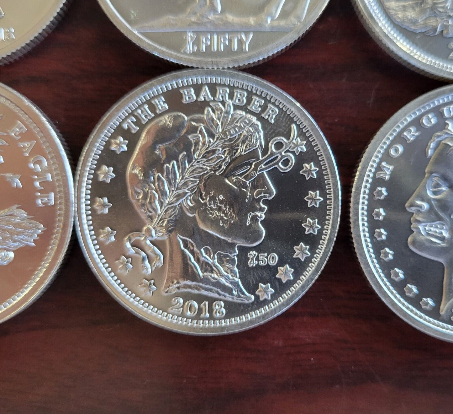 7pc Set Of Zombucks .999 Fine Silver 1oz. Zombuff, Morgue Anne, Murk Diem