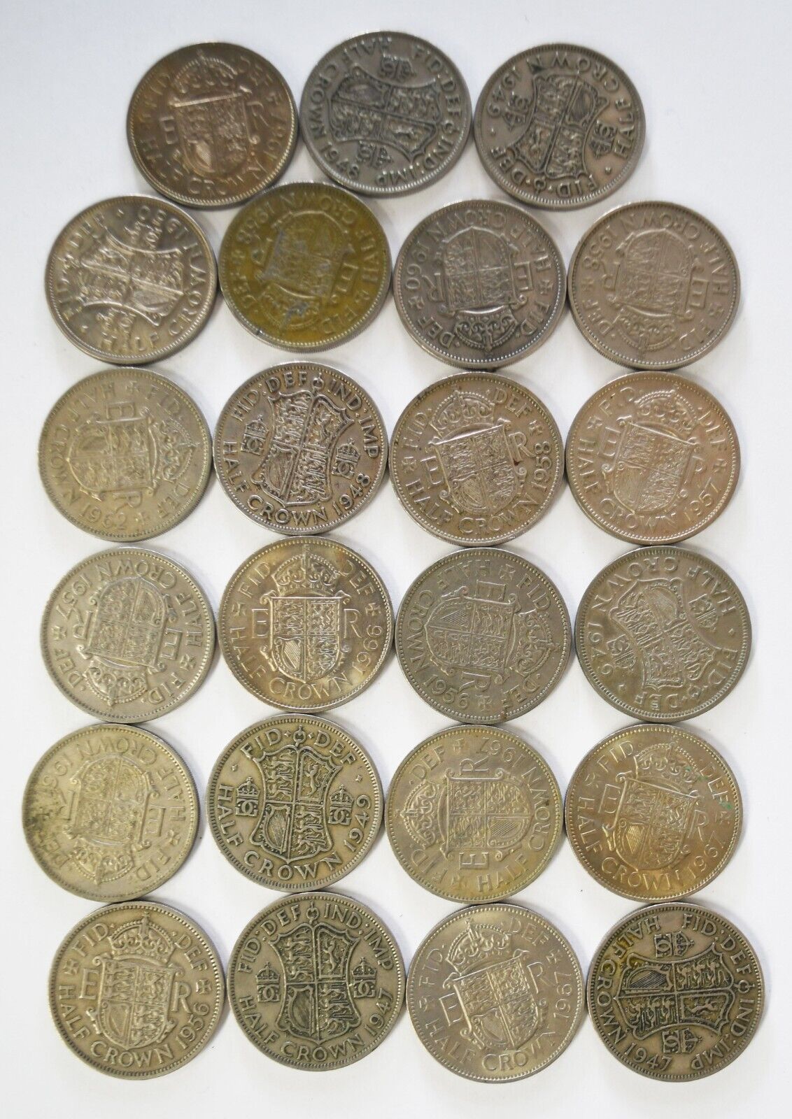 23pc Great Britain Half 1/2 Crowns Copper Nickel 1947-1967