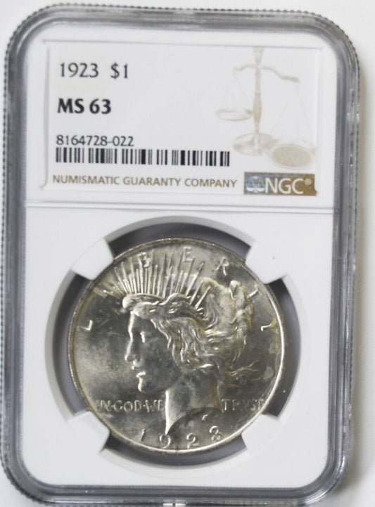 1923 $1 Peace Silver One Dollar US NGC MS63 Philadelphia