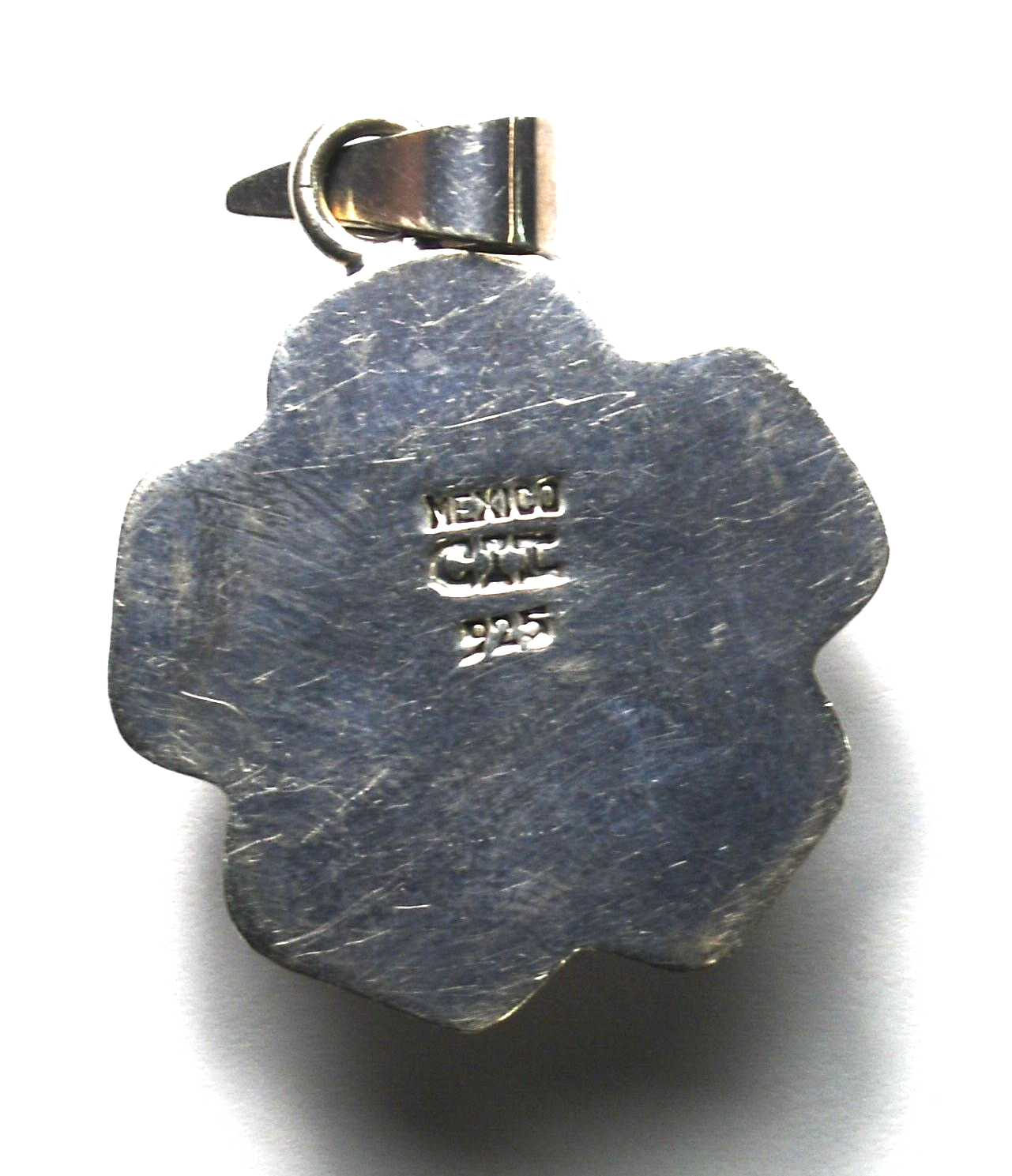 Sterling Silver CII Mexico Hibiscus Flower Pendant 43mm x 29mm