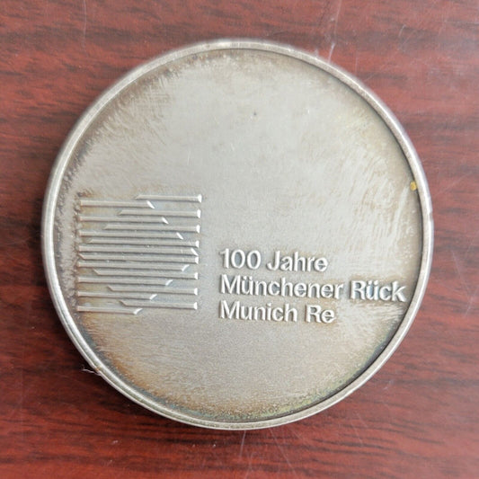 Silver Medal 100 Jahre Munchener Ruck Munich 1880 1980 German Coin .999 Fine