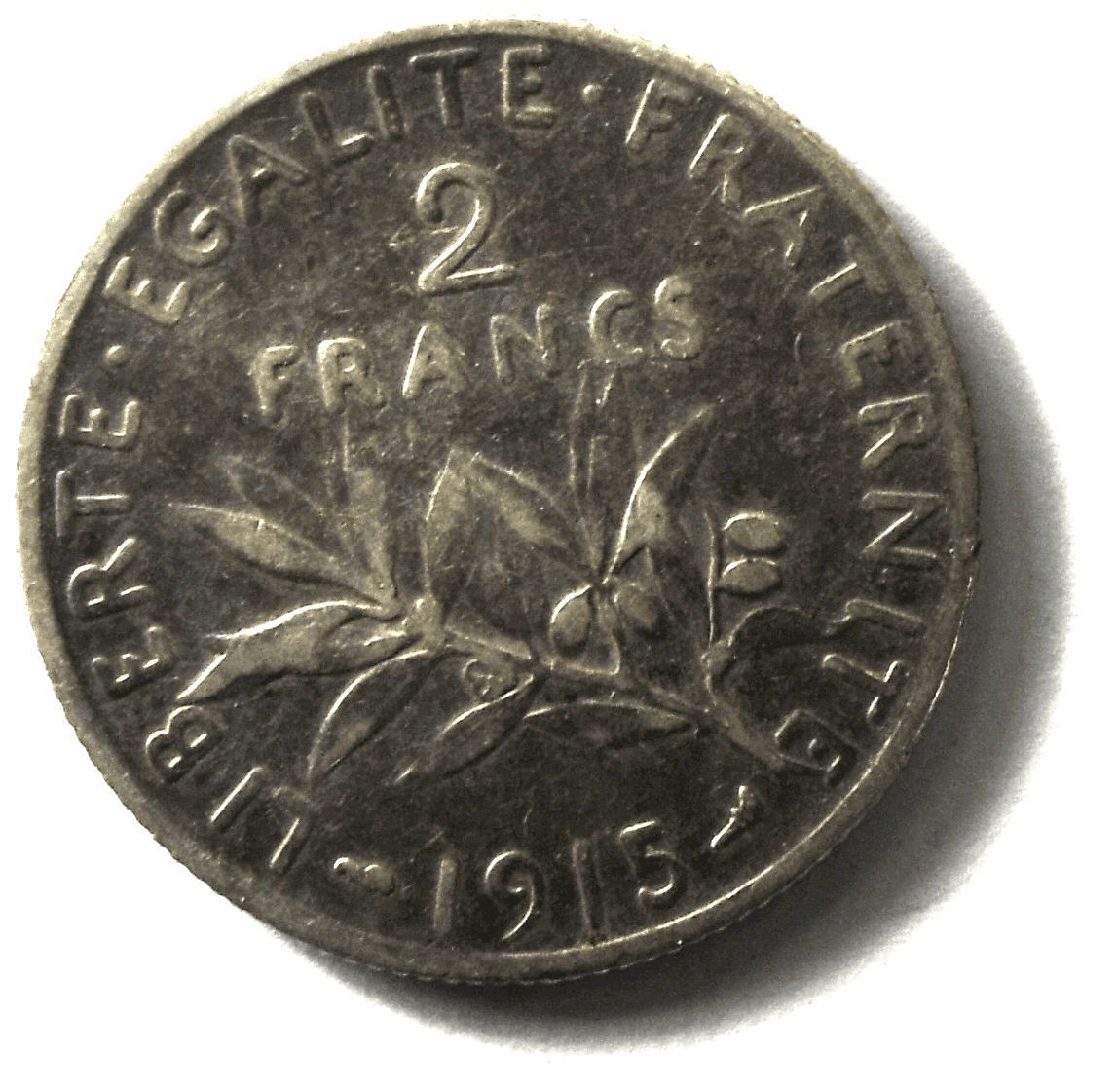 1915 France Silver Two 2 Francs Coin KM# 845.1