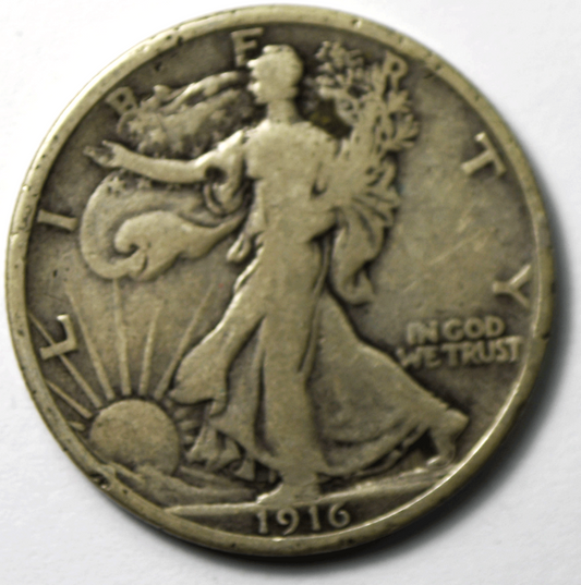 1916 50c Walking Liberty Silver Half Dollar Fifty Cents Philadelphia