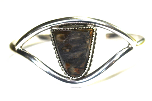Sterling Silver Jayne Beer Rough Tiger's Eye Cuff Bracelet 29mm 6.5" Wrist