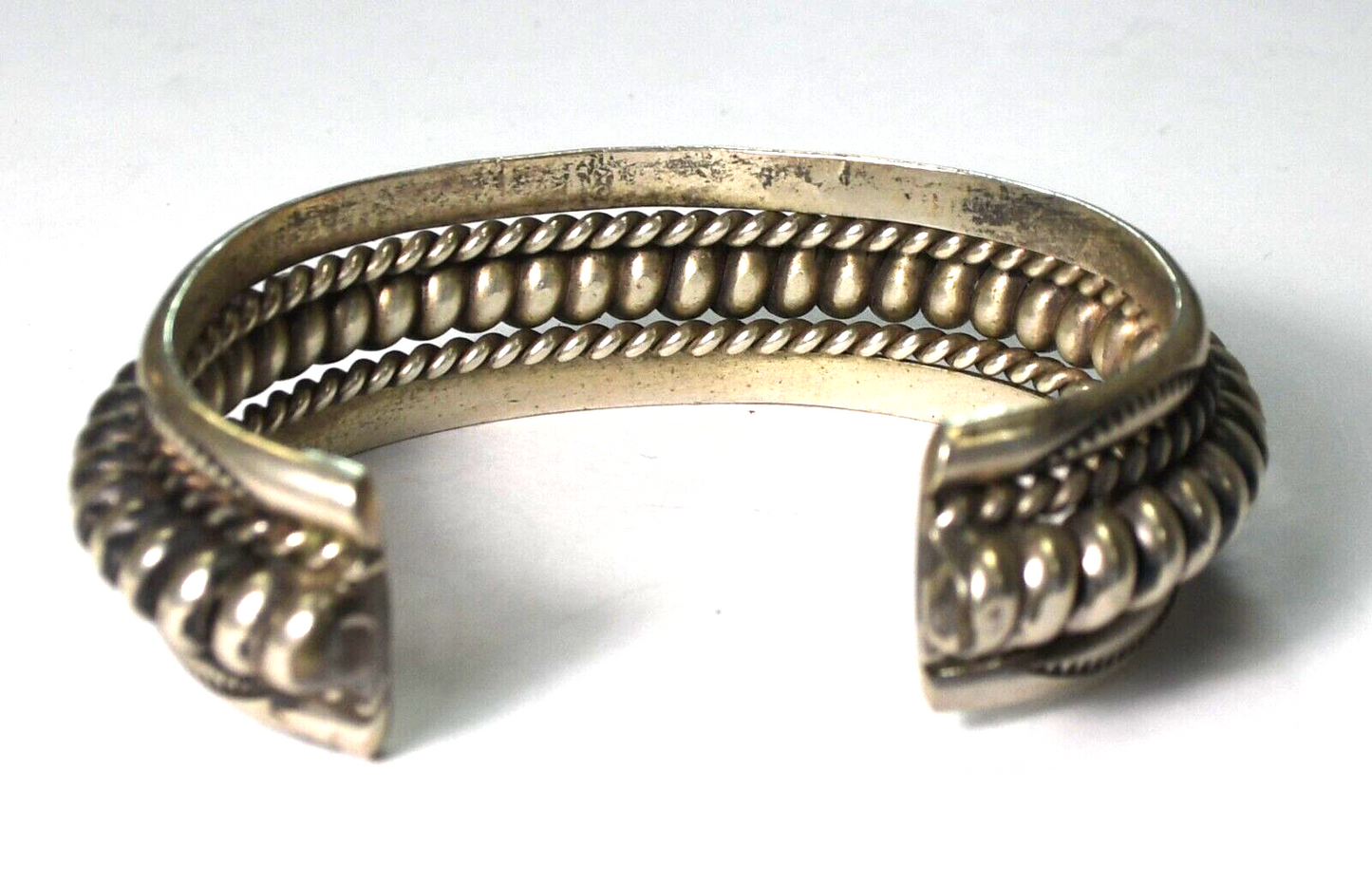 Sterling Silver Tahe Signed 5 Part Twist 18mm Cuff Bracelet 6-3/4" Wrist