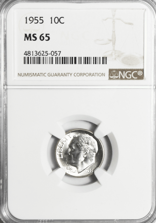 1955 10c Roosevelt Silver Dime NGC MS65 BU Philadelphia