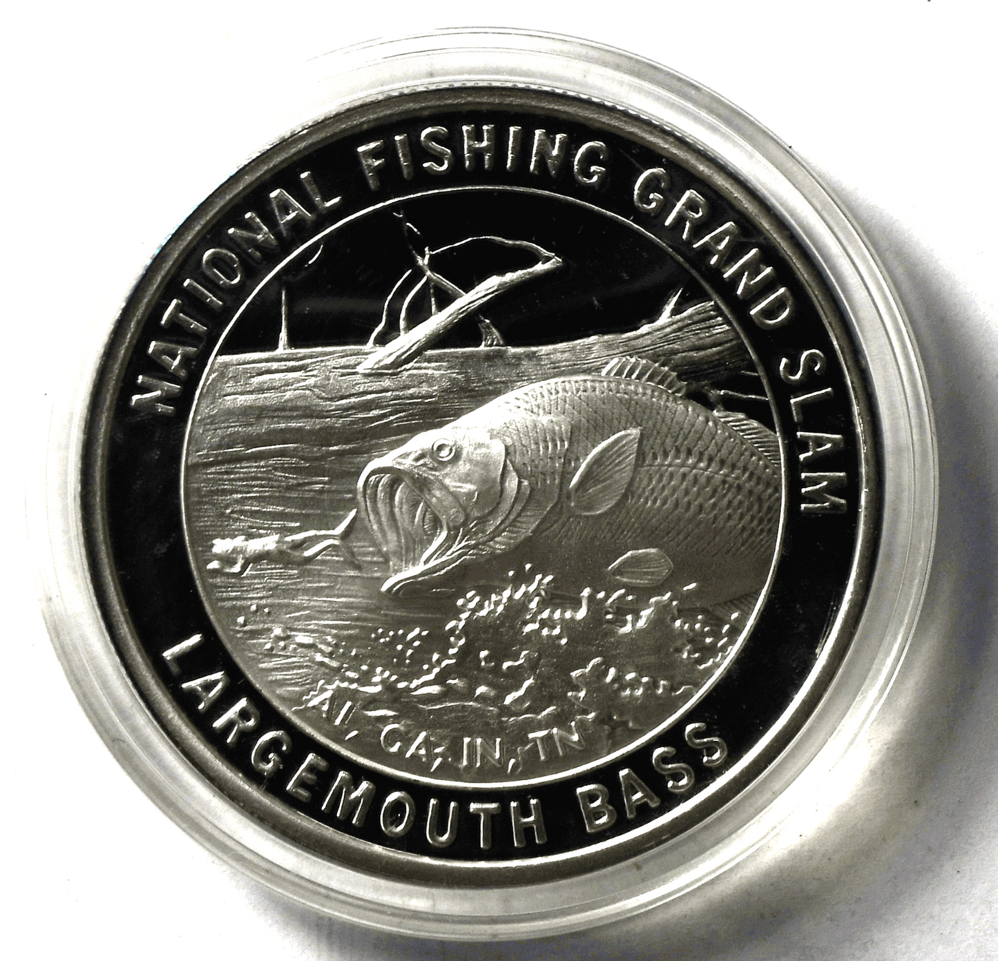 National Fishing Grand Slam Large Mouth Bass  .999 1 ozt. Silver Round NAFC