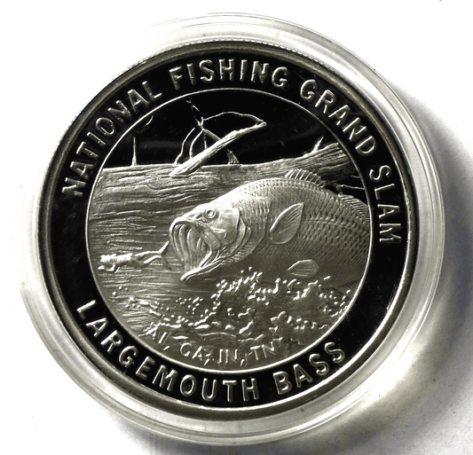 National Fishing Grand Slam Large Mouth Bass  .999 1 ozt. Silver Round NAFC