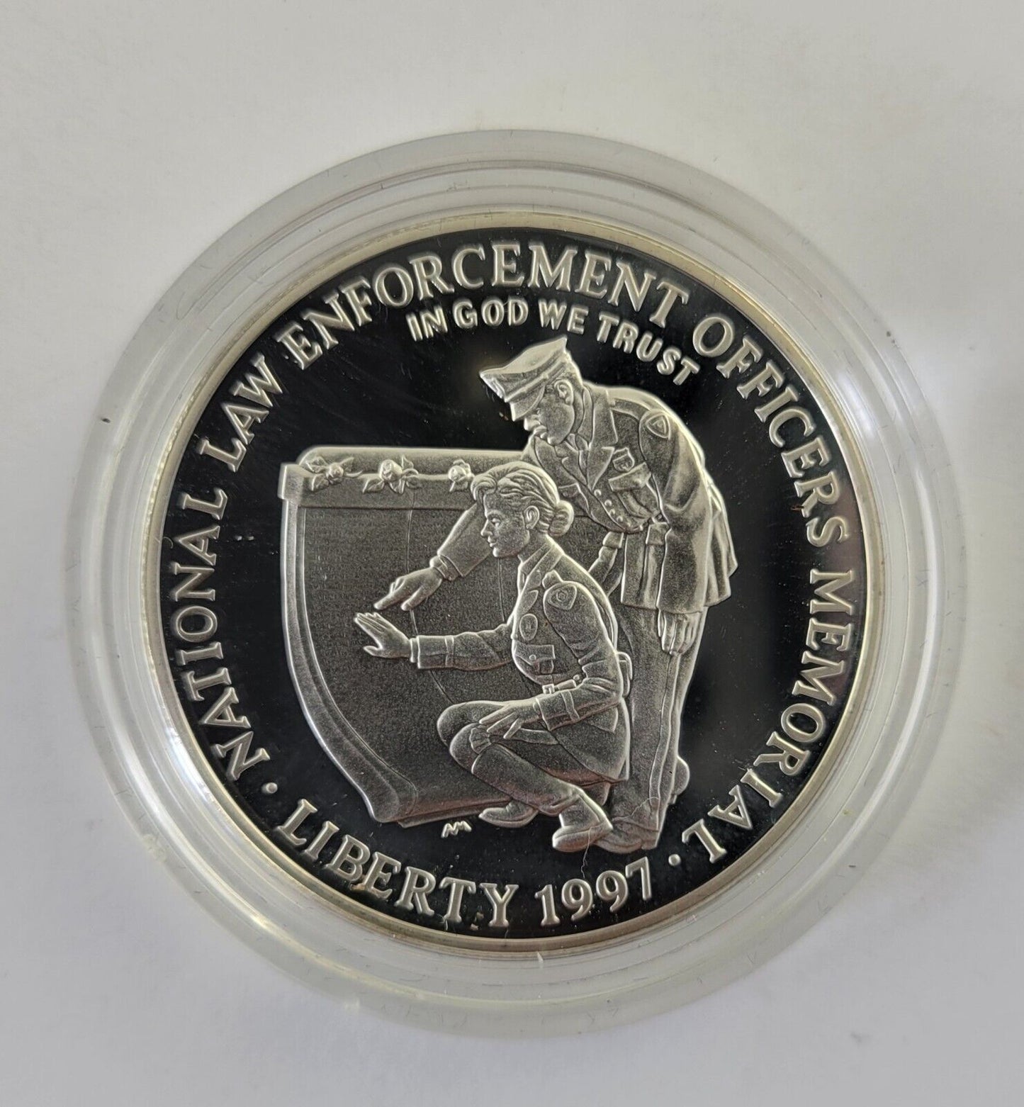 1997 P $1 Law Enforcement Proof U.S. Commemorative Silver Dollar w/Box & Paper