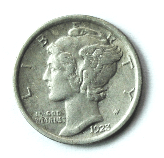 1923 10c Mercury Silver Dime Rare Ten Cents Philadelphia