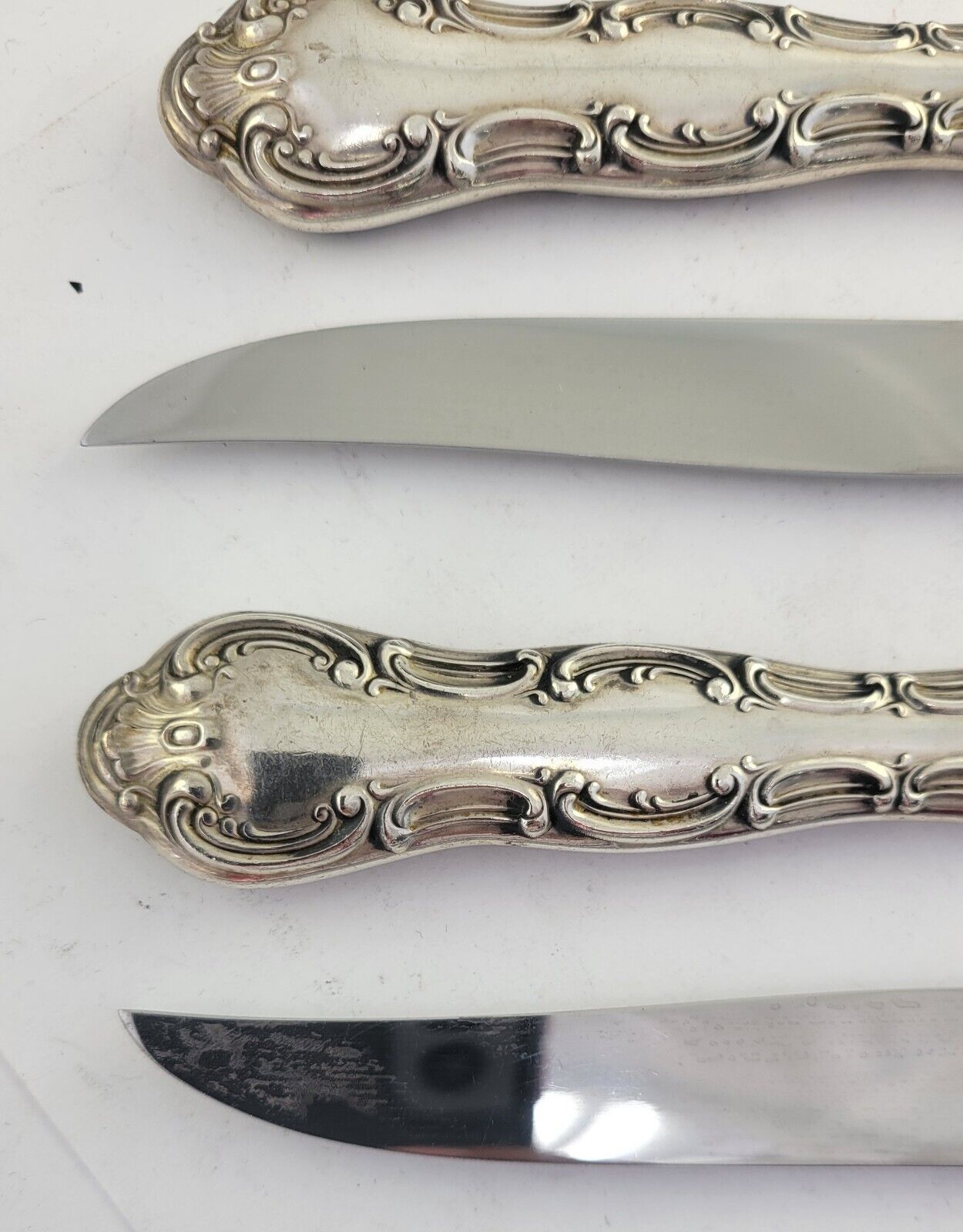 5 Gorham Strasbourg Sterling/Stainless Steak Knives 9 1/2" Henckels Blade