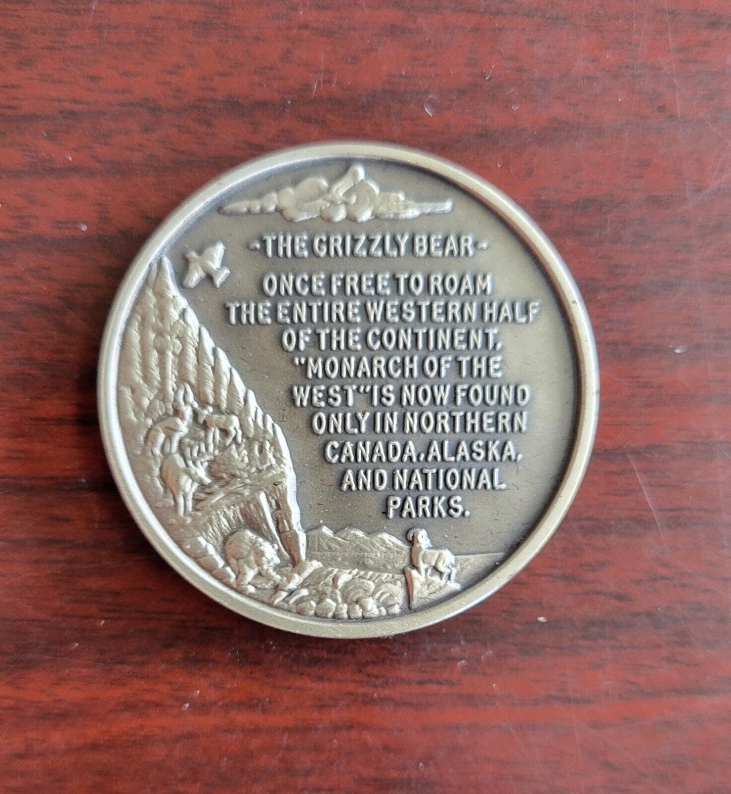 Longines Symphonette Sterling Grizzly Bear Wildlife Series Medal 1.1oz Coin