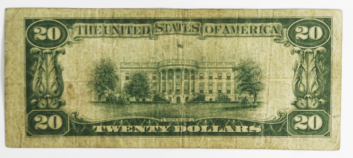 1929 $20 FRBN Federal Reserve Bank Note New York B02453015A