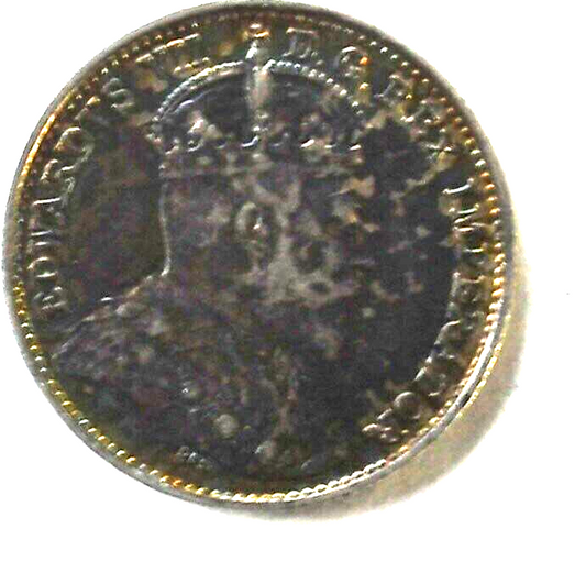 1908 Canada 5c Five Cents Silver Coin Half Dime KM# 13