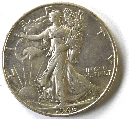 1946 S 50c Walking Liberty Silver Half Dollar Fifty Cents San Francisco AU