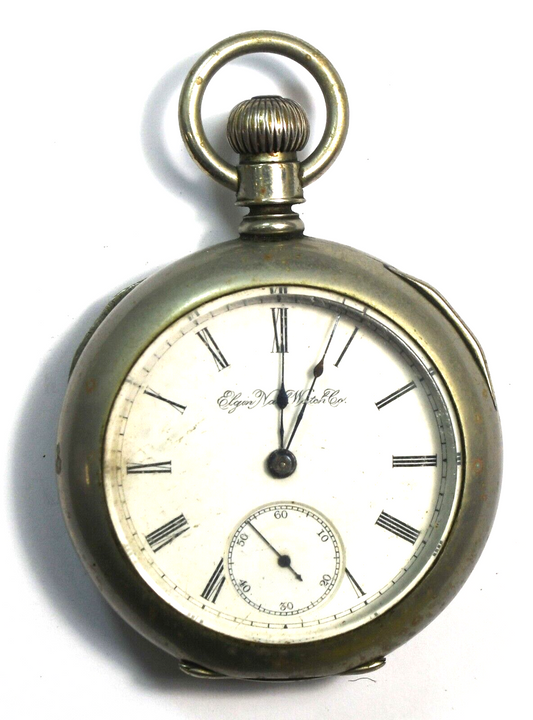 1891 Elgin Grade 74 Size 18 Open Face Pocket Watch NR Paperwork in Case Back