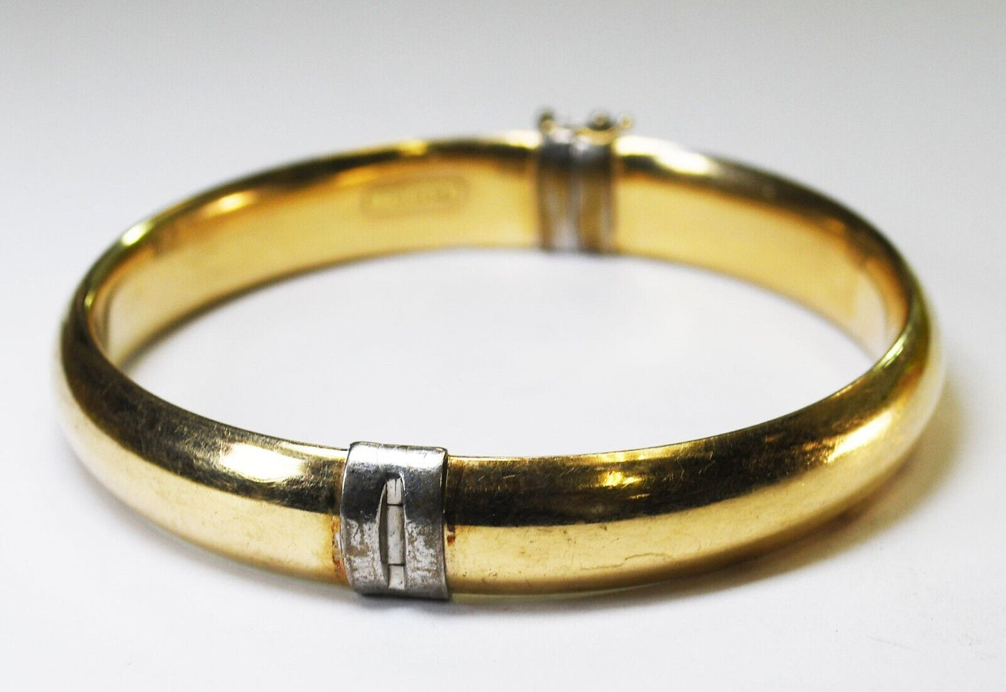 Sterling Silver JJT 14k Gold Filled Medium Oval Hinged Bangle Bracelet 11mm