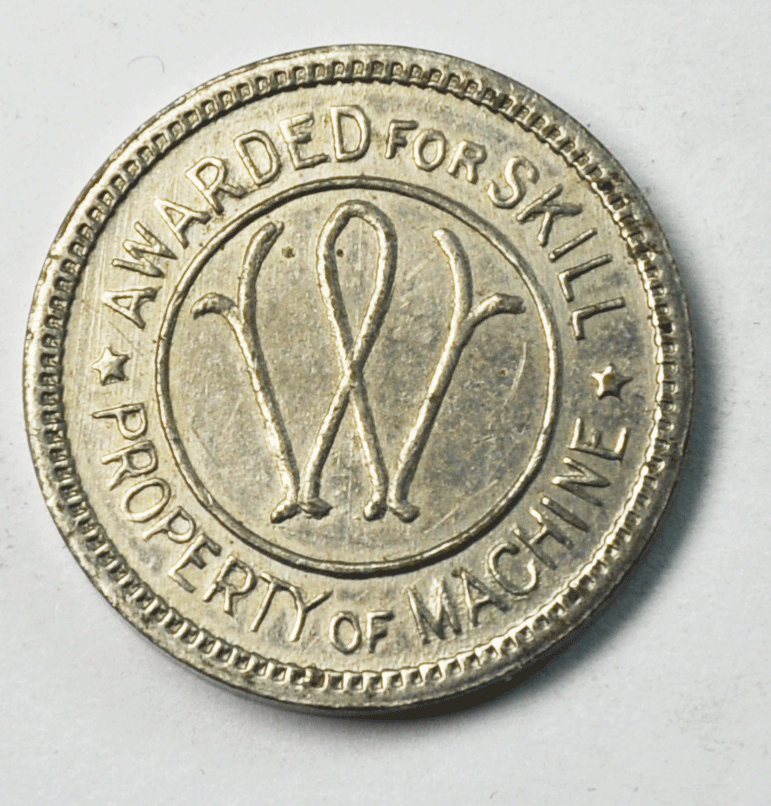 We & S. Co Good For One Free Game Token Awarded for Skill Property of Machine