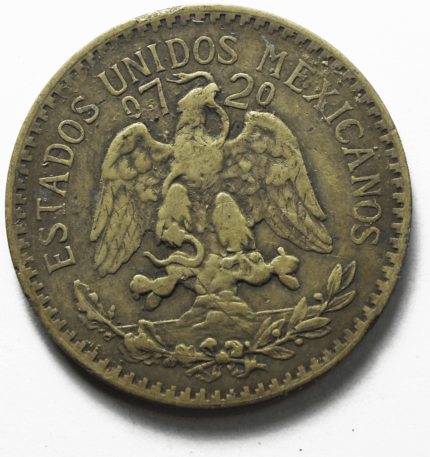 1920 Mexico Estados Unidos Mexicanos Fifty Centavos 50c Silver Coin KM#447