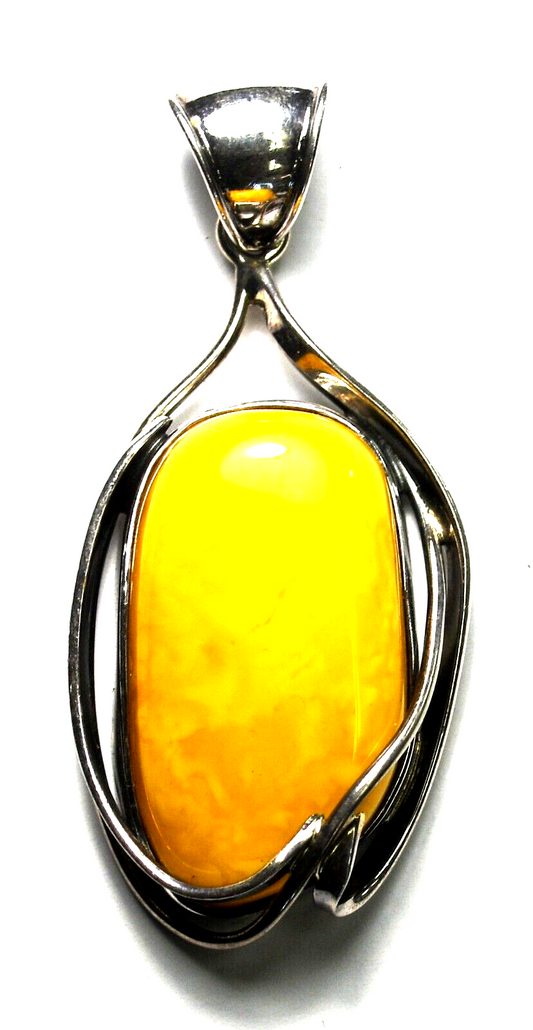 Sterling Silver Oval Yellow Jasper Pendant 61mm x 26mm