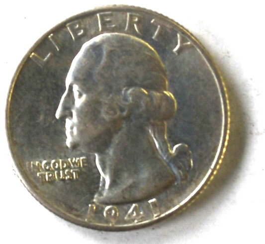 1941 D 25c Washington Silver Quarter Dollar Denver AU