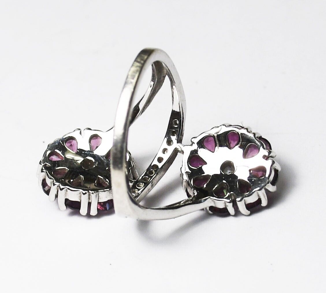Sterling Silver Double Flower CZ Ring 29mm Size 6