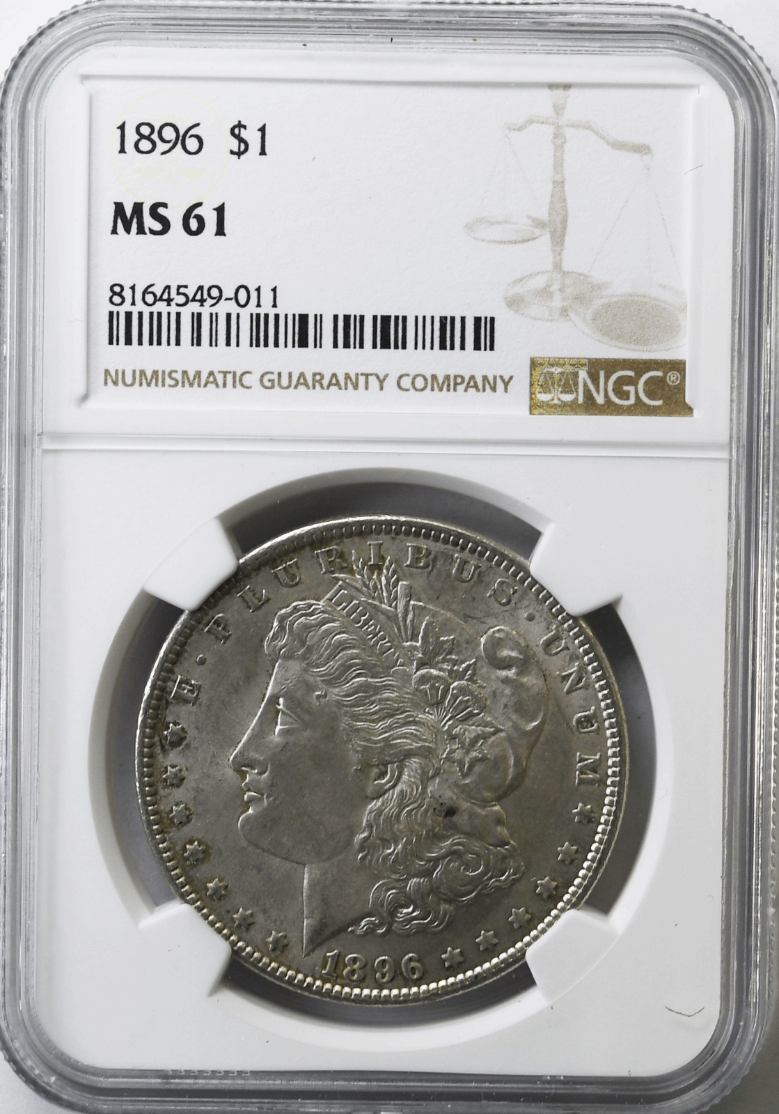1896 $1 Morgan Silver Dollar MS61 NGC Philadelphia Uncirculated