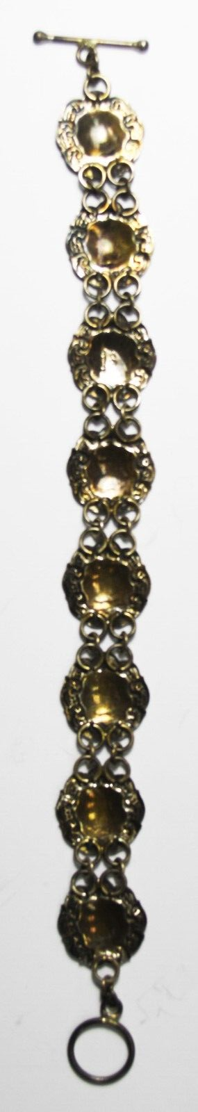 Sterling Silver Round Disc 16mm Chain Toggle Bracelet 7.5"