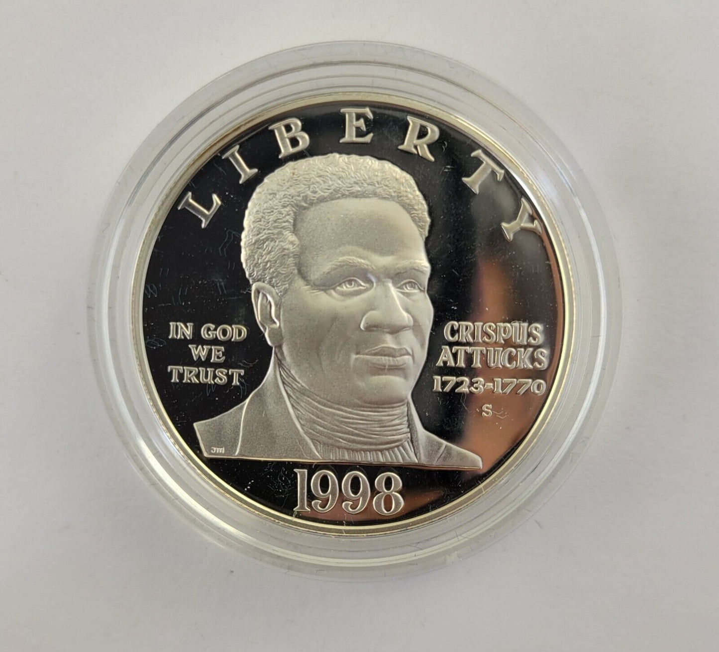 1998 S Black Revolutionary War Patriots Commemorative Silver Dollar Proof Coin