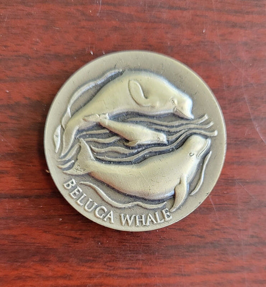 Longines Symphonette Sterling Beluga Whale Wildlife Series Medal 1.1oz Coin
