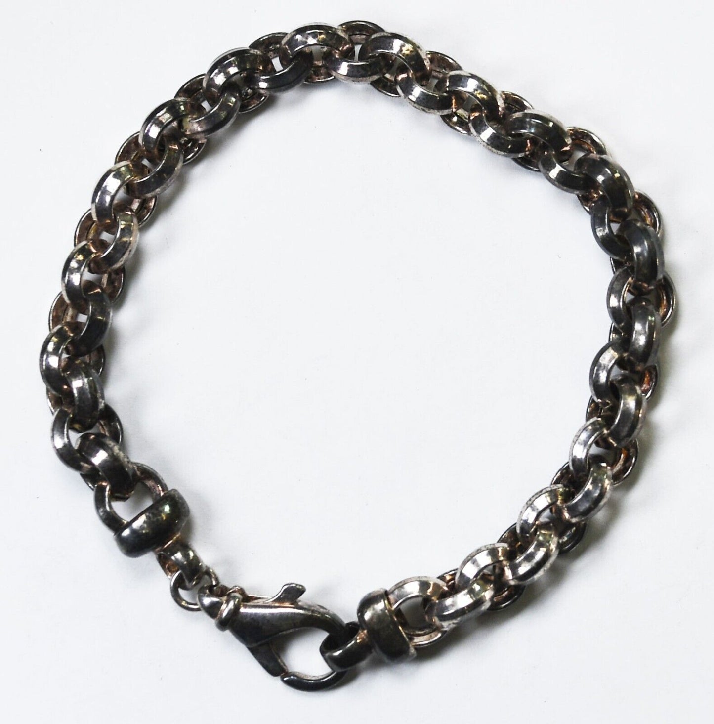 Sterling Silver Milor Italy Rolo Round Link Bracelet 8mm 8"