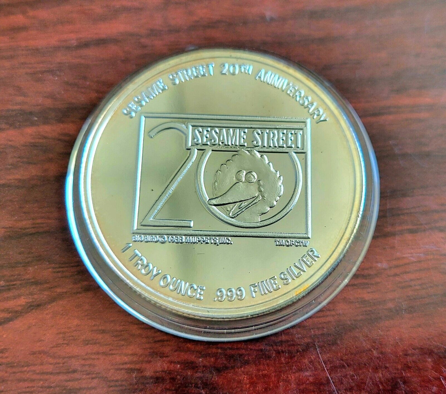 Big Bird Sesame Street 20th Anniversary Enameled 1oz. Silver Round .999 Fine