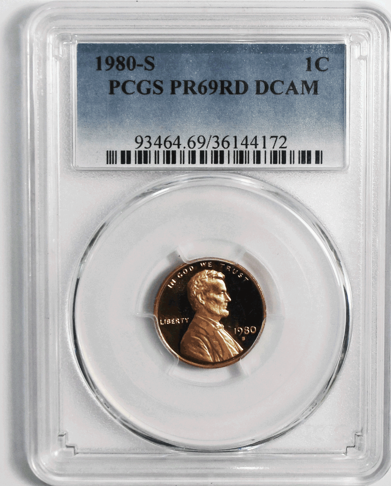 1980 S 1c Proof Lincoln Memorial Cent One Penny PCGS PR69DCAM