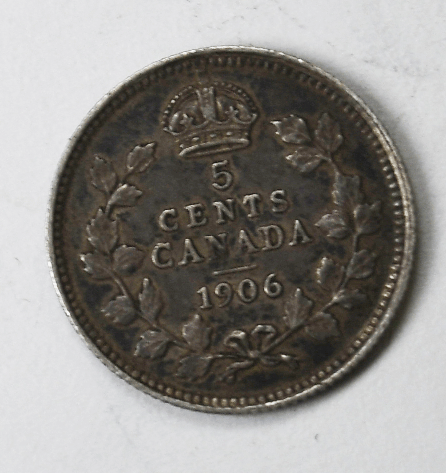 1906 Canada 5c Five Cents Silver Coin Half Dime KM# 13