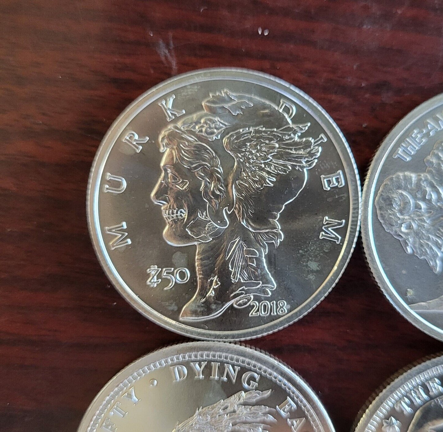 7pc Set Of Zombucks .999 Fine Silver 1oz. Zombuff, Morgue Anne, Murk Diem