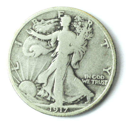 1917 SR 50c Walking Liberty Silver Half Dollar Fifty Cents San Francisco Reverse