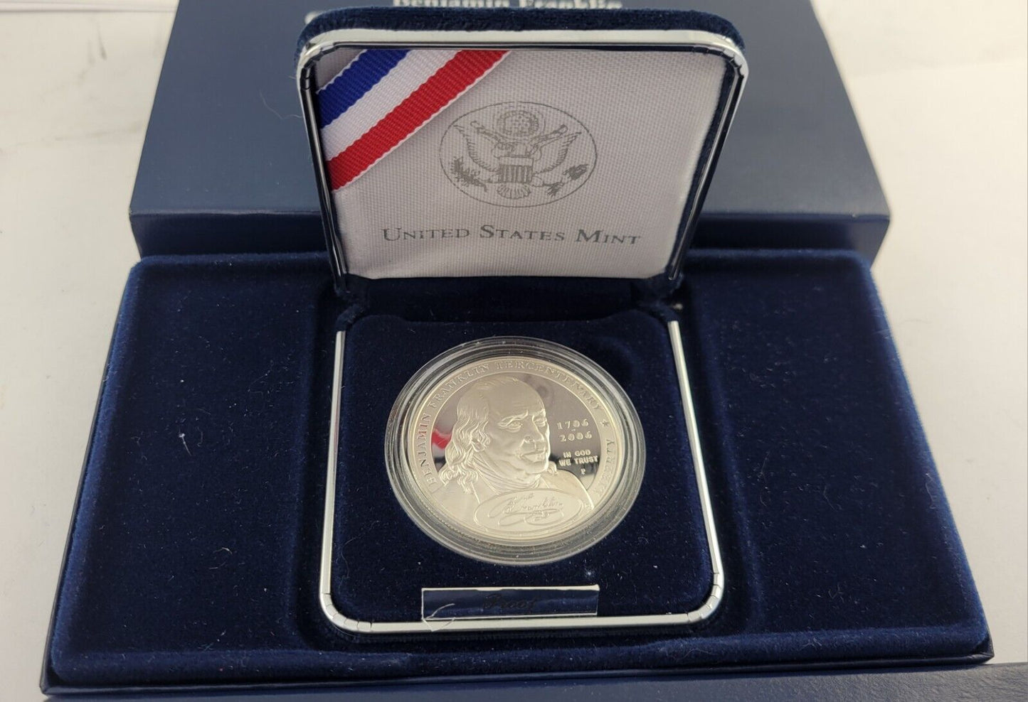 2006-P Benjamin Franklin Commemorative Proof Silver Dollar Coin Boxed w/COA