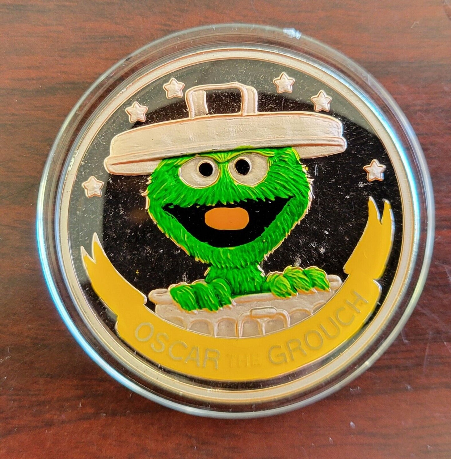 Oscar Sesame Street 20th Anniversary Enameled 1oz. Silver Round .999 Fine