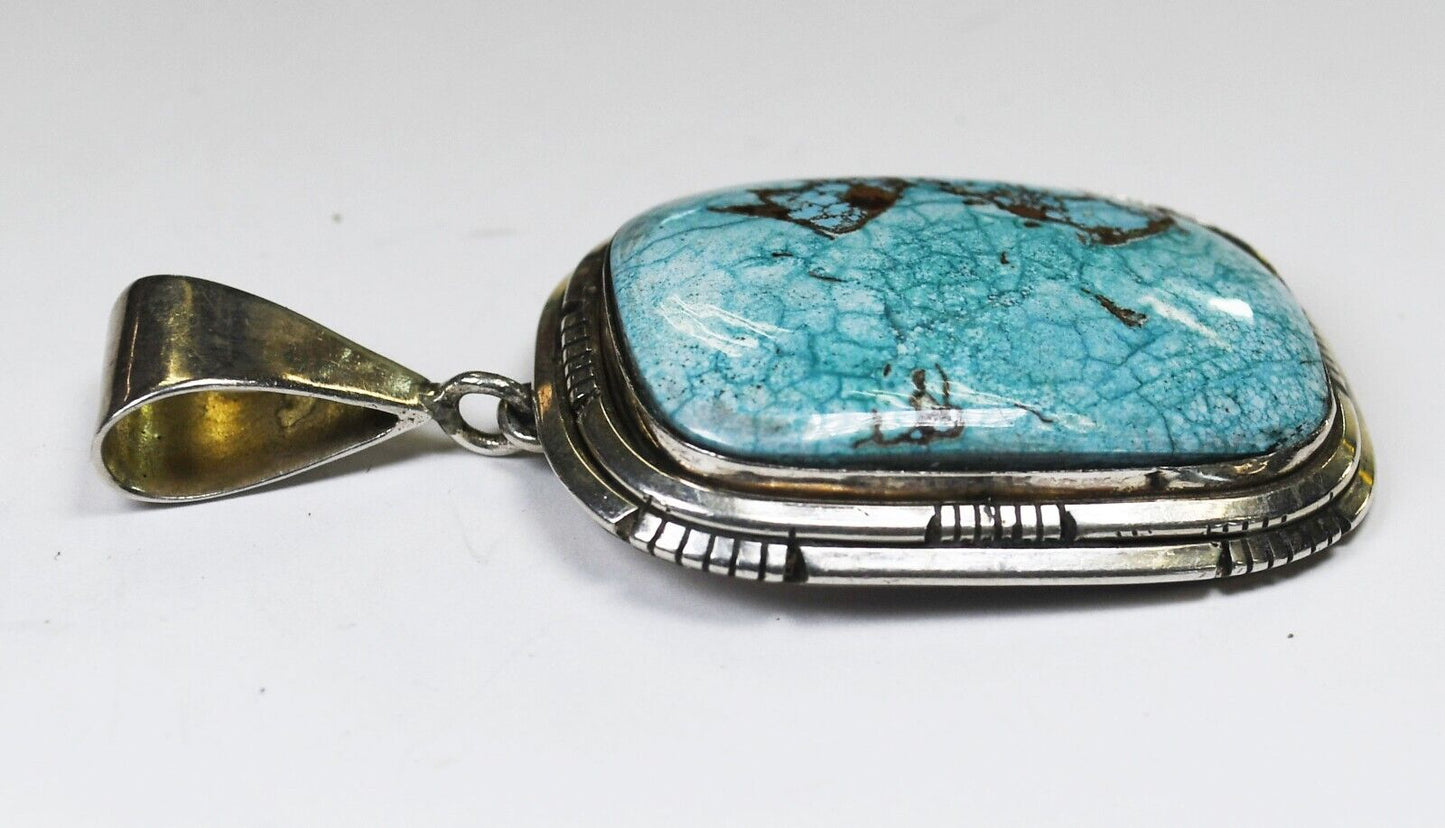 Sterling Skeets Pale Turquoise Rectangle Pendant 58mm x 30mm