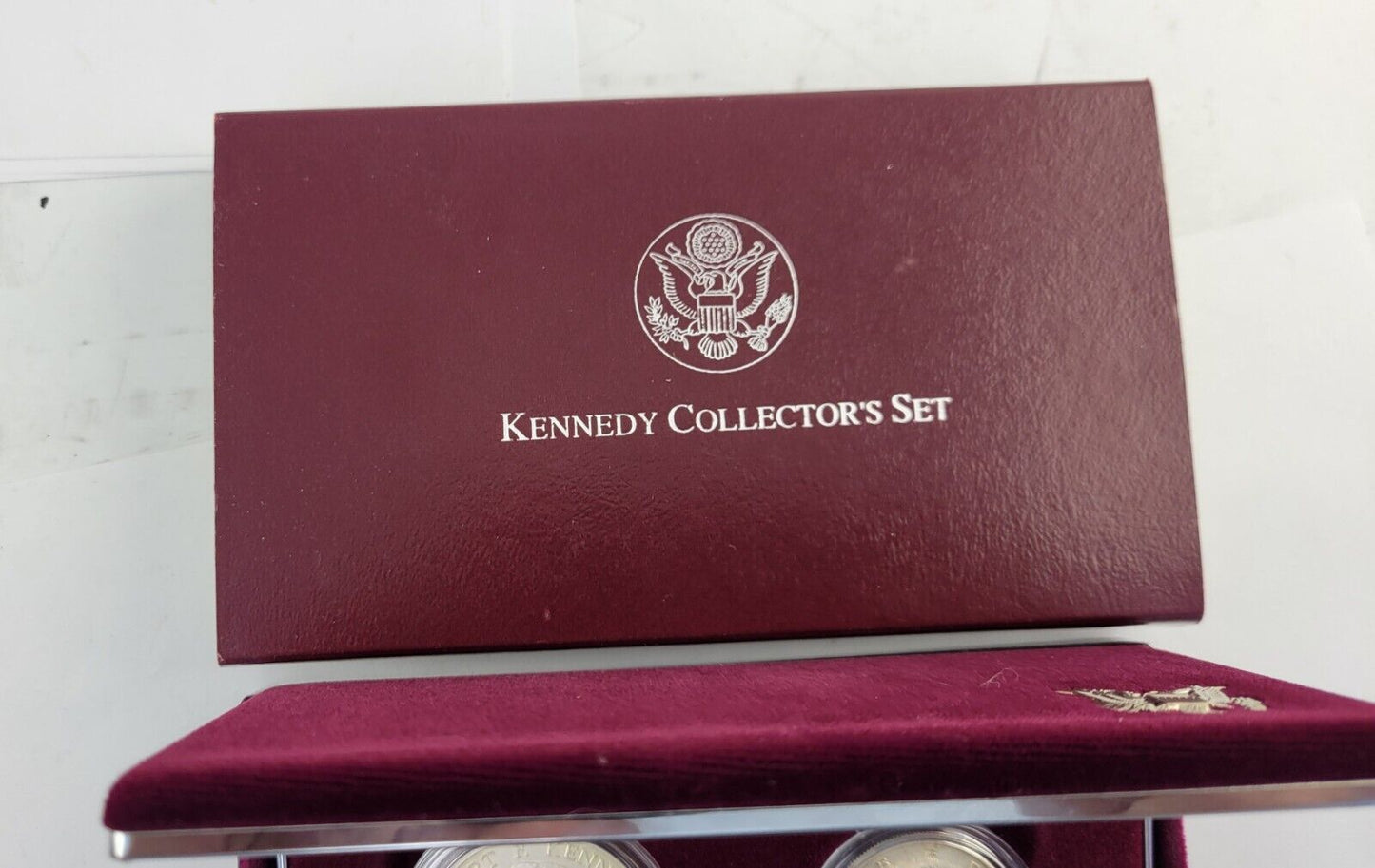 1998 S Kennedy Commemorative Collector's Set  BU Silver Matte Boxed 2pc Set